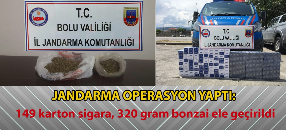 Jandarma operasyon yaptı: 149 karton kaçak sigara, 320 gram bonzai ele geçirildi