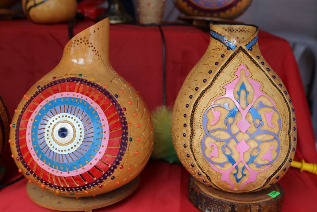 Ordulu ikiz kardeşler su kabağını sanata çeviriyor