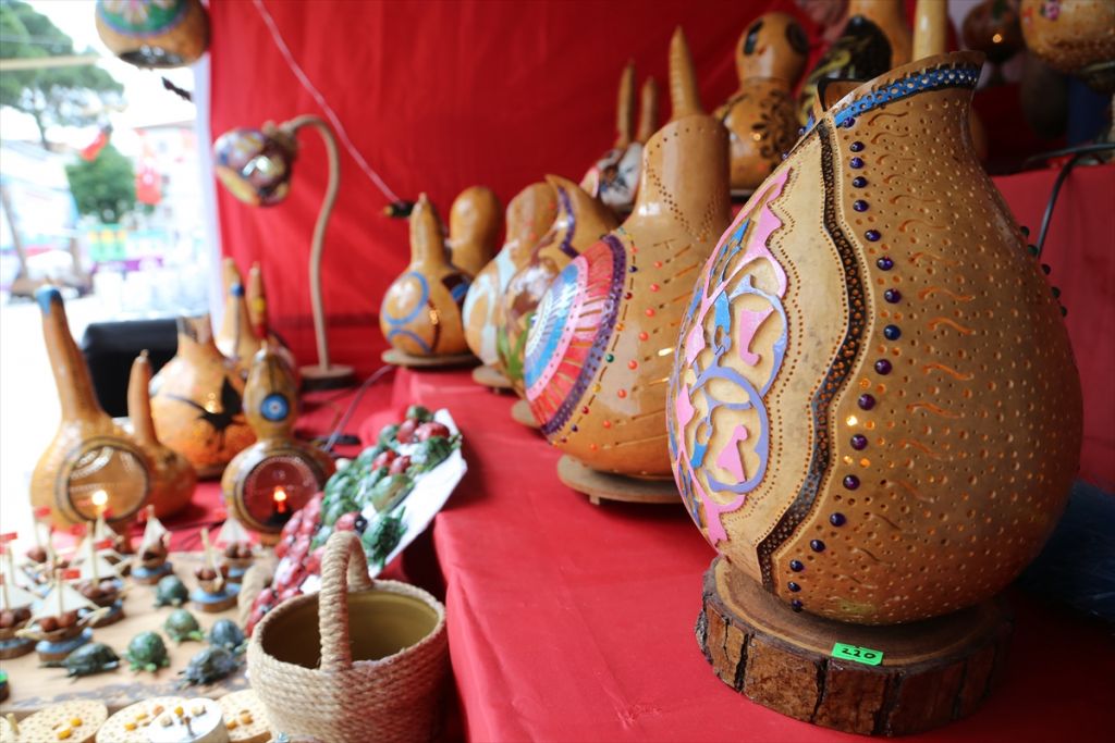 Ordulu ikiz kardeşler su kabağını sanata çeviriyor