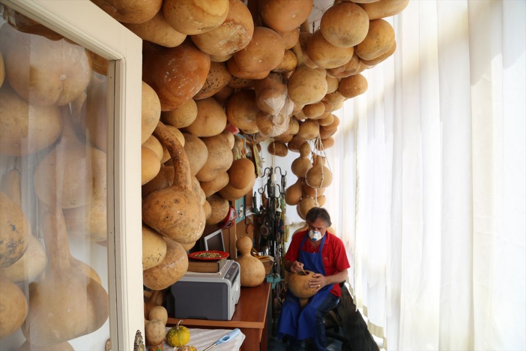 Ordulu ikiz kardeşler su kabağını sanata çeviriyor