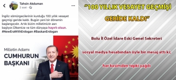 Bolu İl Özel İdare Eski Genel Sekreteri sosyal medya hesabından öyle bir mesaj attı ki; her kesimden tepki yağdı