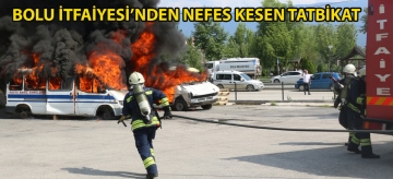 Bolu İtfaiyesi'nden nefes kesen tatbikat