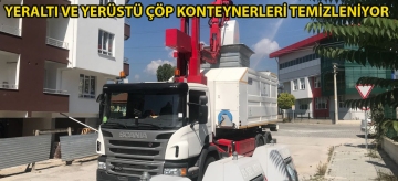 Yeraltı ve yerüstü çöp konteynerleri temizleniyor
