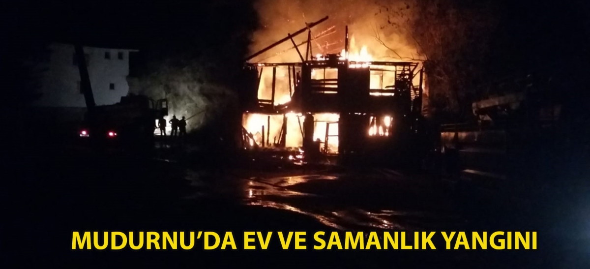 Mudurnu'da ev ve samanlık yangını