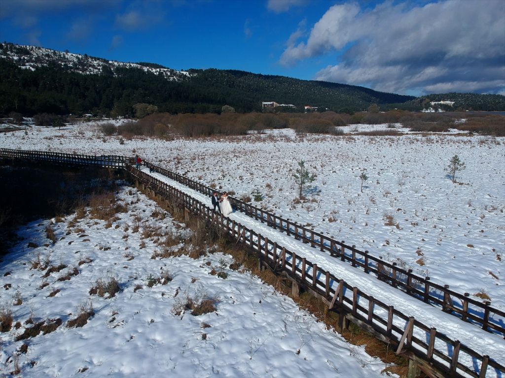 Abant ve Gölcük'te kar güzelliği