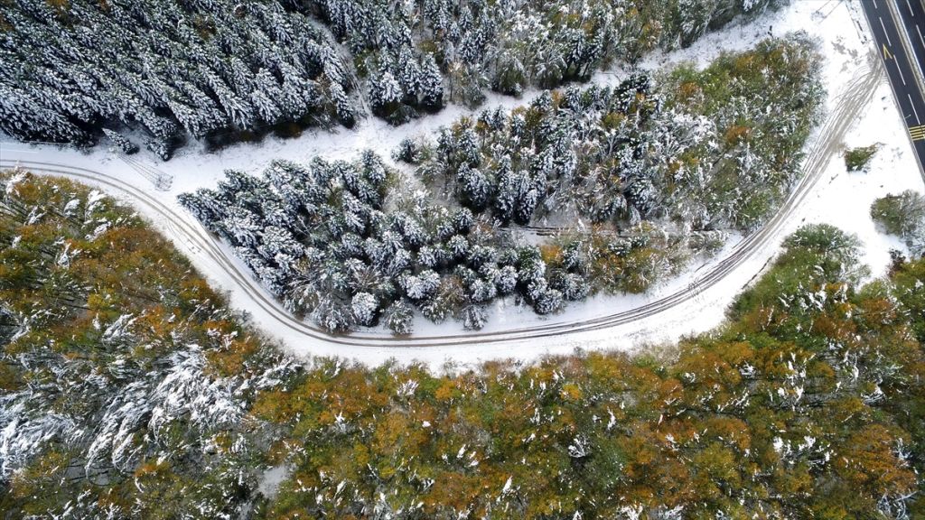 Bolu Dağı'nda kar manzarası