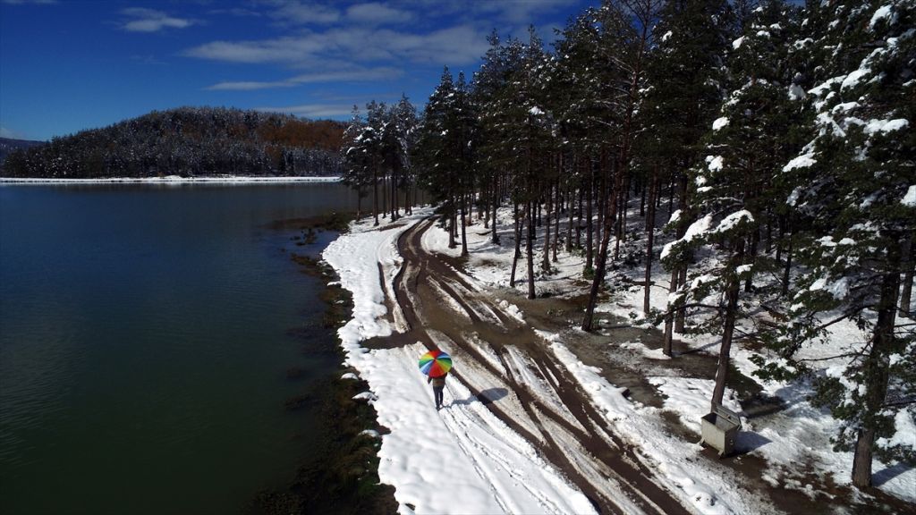 Bolu Dağı'nda kar manzarası