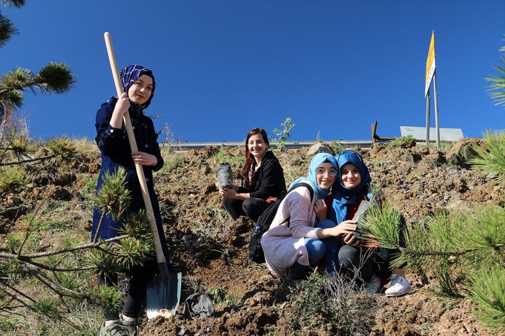 KYK'da kalan öğrenciler fidan dikti