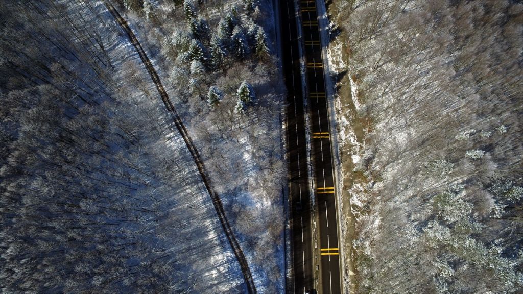 Bolu Dağı'nın kar manzarası havadan görüntülendi