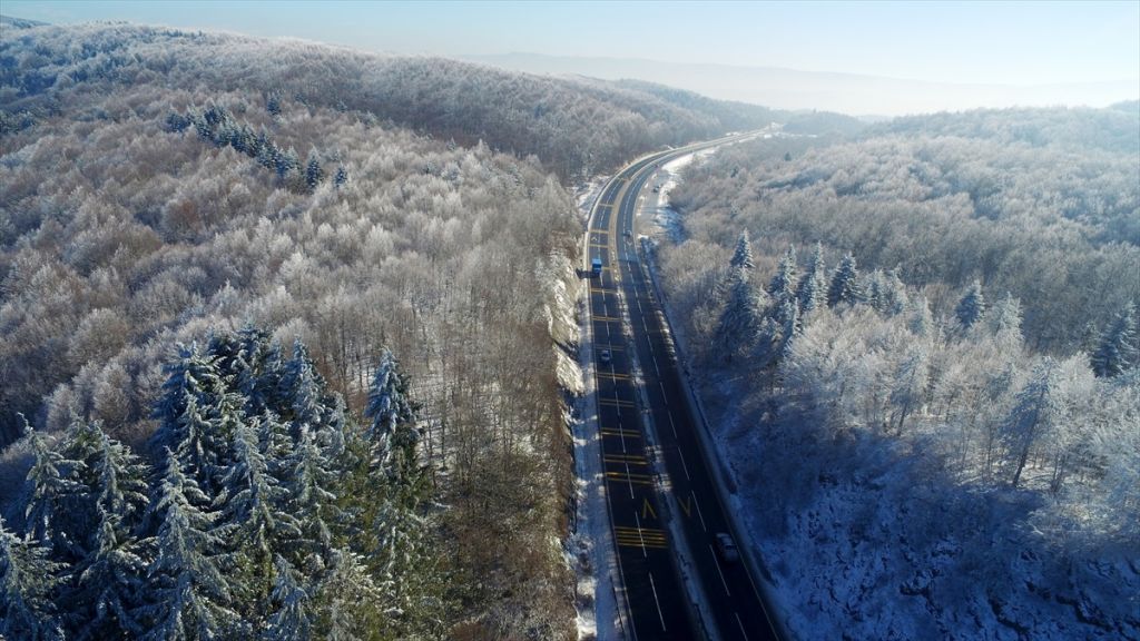 Bolu Dağı'nın kar manzarası havadan görüntülendi
