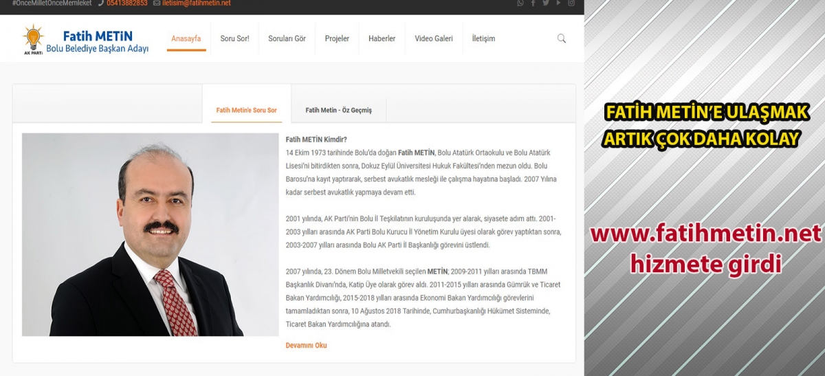 FATİH METİN'E ULAŞMAK ARTIK ÇOK DAHA KOLAY: WWW.FATİHMETİN.NET HİZMETE GİRDİ