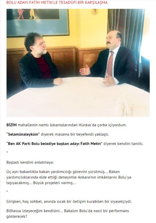 USTA YAZAR AHMET HAKAN, FATİH METİN'İN BAŞARI HİKÂYESİNİ KÖŞESİNE TAŞIDI