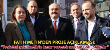 Fatih Metin'den proje açıklaması: "Projeleri şekillendirip karar verecek makam Bolu halkıdır"