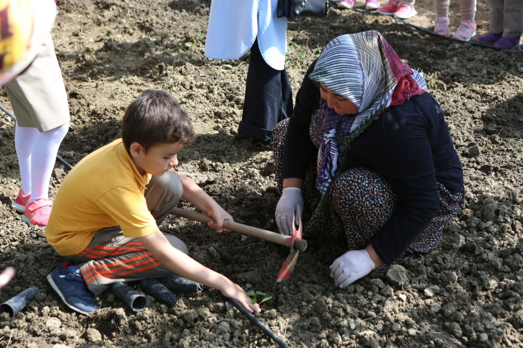 Minik eller toprakla buluştu