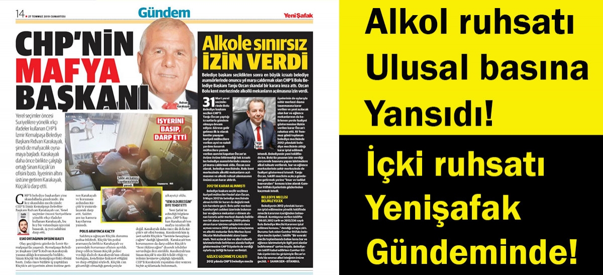 ALKOL RUHSATI YENİ ŞAFAK GÜNDEMİNDE!