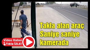 Takla atan araç aydınlatma direğine çarptı; o anlar kamerada