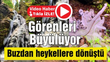Köroğlu Dağları'nda şelale ve dereler buz tuttu