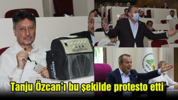 Tanju Özcan'ı bu şekilde protesto etti