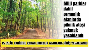 Ormanlık alanlara giriş yasaklandı  