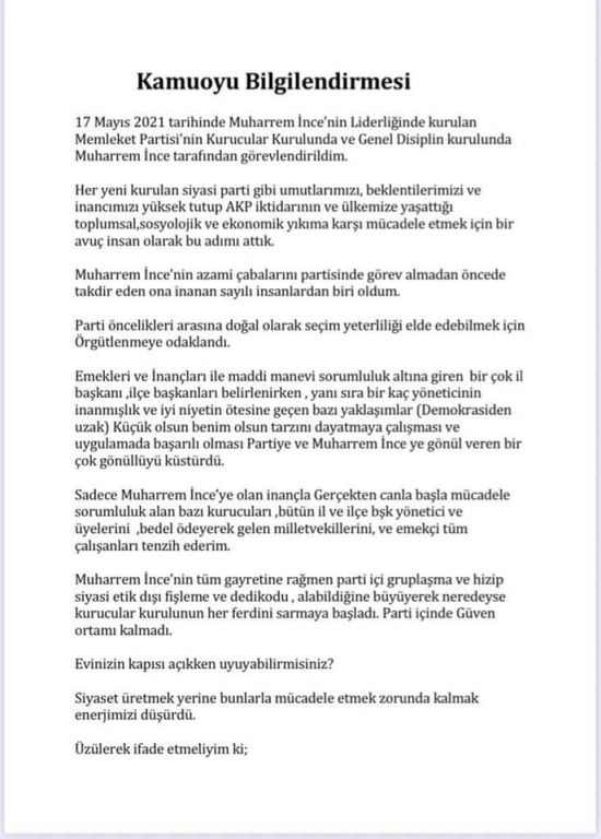 Belediyeden ihale aldı partisinden istifa etti