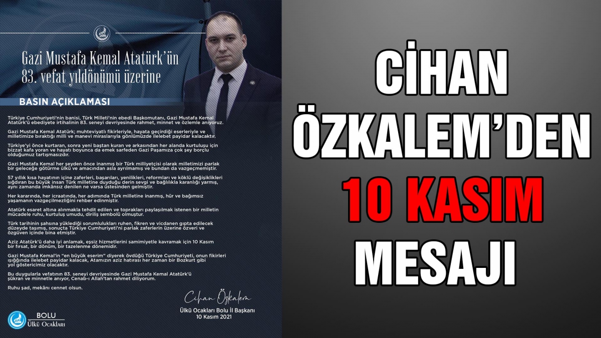 Cihan Özkalem'den 10 Kasım mesajı