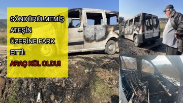 Bolu'da daha önce ateş yakılan alana park edilen araç hurdaya döndü