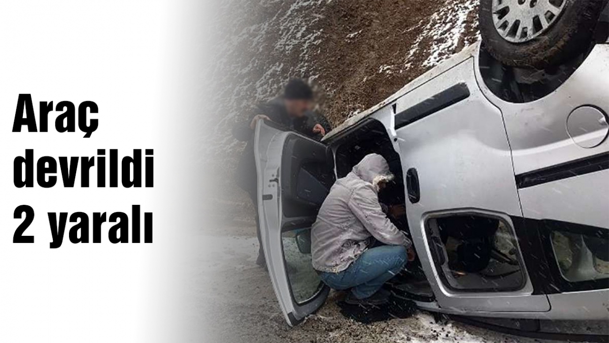 Araç devrildi 2 yaralı