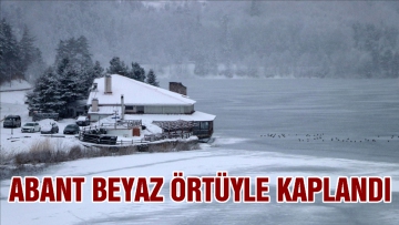 Abant beyaz örtüyle kaplandı
