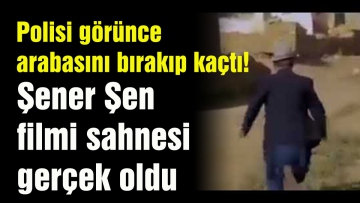 Polisi görünce arabasını bırakıp kaçtı