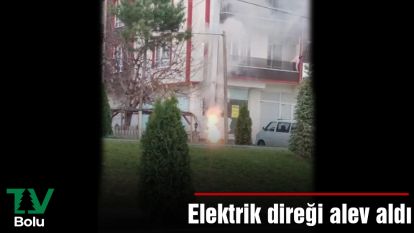 Elektrik direği alev aldı