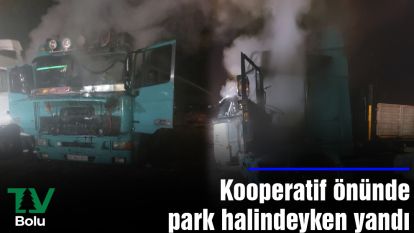 Kooperatif önünde park halindeyken yandı