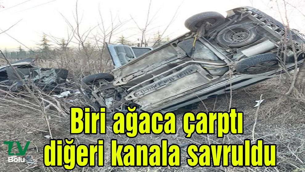 Biri ağaca çarptı diğeri kanala savruldu
