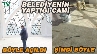 Belediyenin yaptığı cami dökülmeye başladı