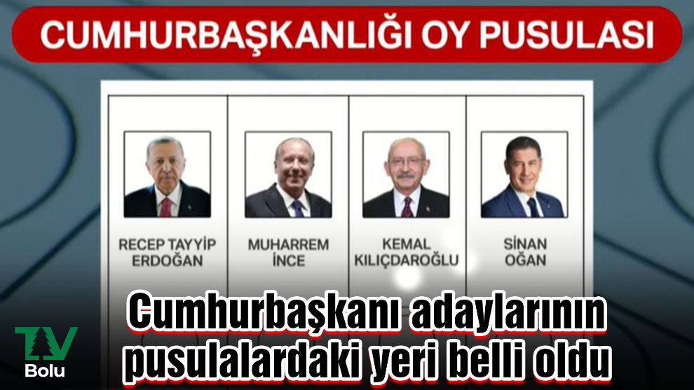 Cumhurbaşkanı adaylarının pusulalardaki yeri belli oldu