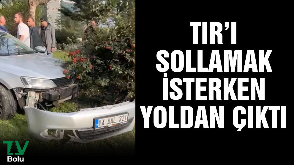 TIR'ı sollamak isterken yoldan çıktı