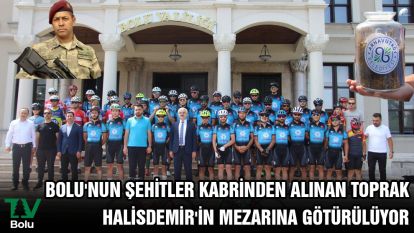 Bolu'nun şehitler kabrinden alınan toprak Halisdemir'in mezarına götürülüyor