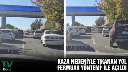 Kaza nedeniyle tıkanan yol, 'fermuar yöntemi' ile açıldı