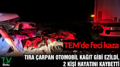 TEM'de feci kaza: Tıra çarpan otomobil kağıt gibi ezildi, 2 kişi hayatını kaybetti