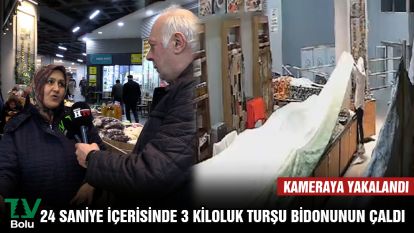 24 saniye içerisinde 3 kiloluk turşu bidonunu çaldı...Kameraya yakalandı