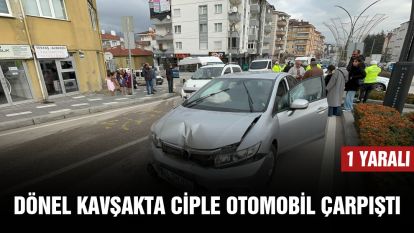 Dönel kavşakta ciple otomobil çarpıştı: 1 yaralı