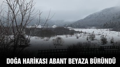 Doğa harikası Abant beyaza büründü