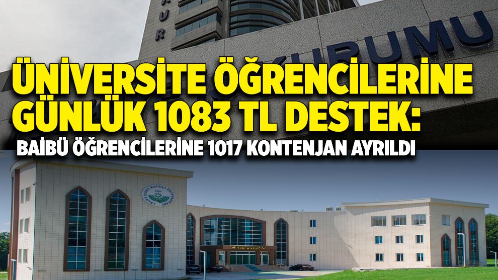 Üniversite öğrencilerine günlük 1083 TL destek: BAİBÜ öğrencilerine 1017 kontenjan ayrıldı