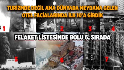 Turizmde değil ama dünyada meydana gelen otel facialarında ilk 10'a girdik.... Felaket listesinde Bolu 6. sırada