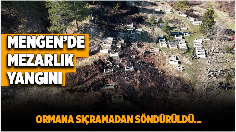 Mezarlıkta çıkan yangın ormana sıçramadan söndürüldü