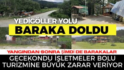 BAHAR GELDİ YEDİGÖLLER YOLU BARAKALARLA DOLDU! GECEKONDU İŞLETMELER BOLU TURİZMİNE BÜYÜK ZARAR VERİYOR....Yangından sonra şimdi de barakalar