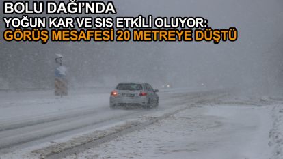 Bolu Dağı'nda yoğun kar ve sis etkili oluyor: Görüş mesafesi 20 metreye düştü