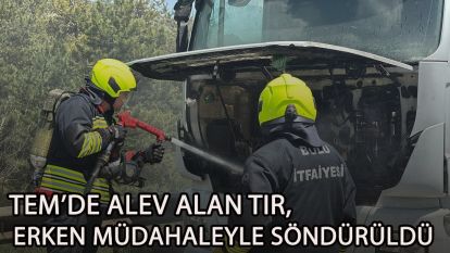TEM'de alev alan tır, erken müdahaleyle söndürüldü