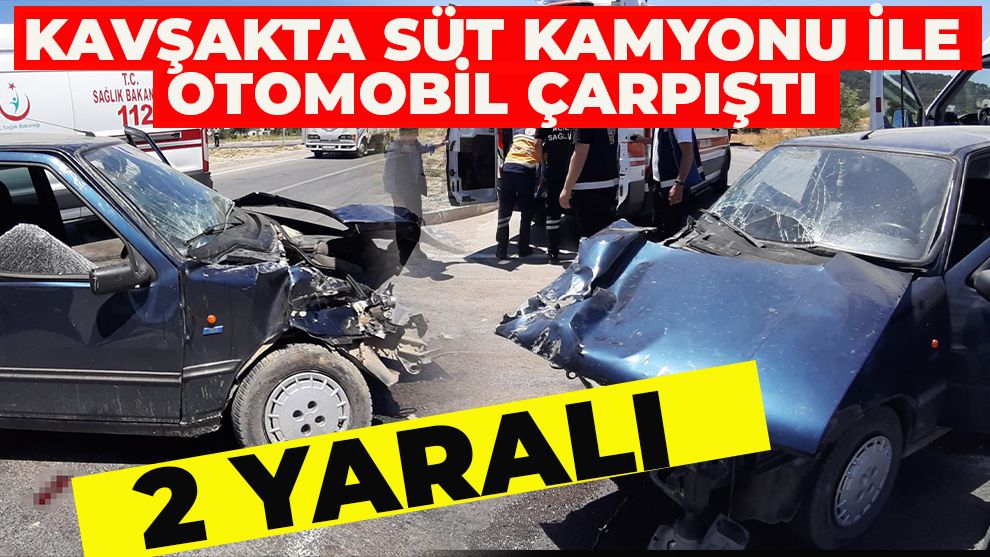 Bolu’da kavşakta süt kamyonu ile otomobil çarpıştı: 2 yaralı