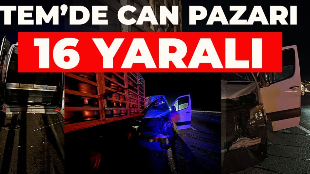 TEM’de can pazarı... Tüp yüklü kamyon ile minibüs çarpıştı: 16 yaralı