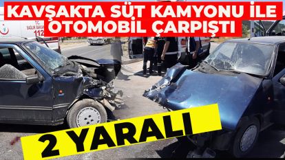 Bolu'da kavşakta süt kamyonu ile otomobil çarpıştı: 2 yaralı